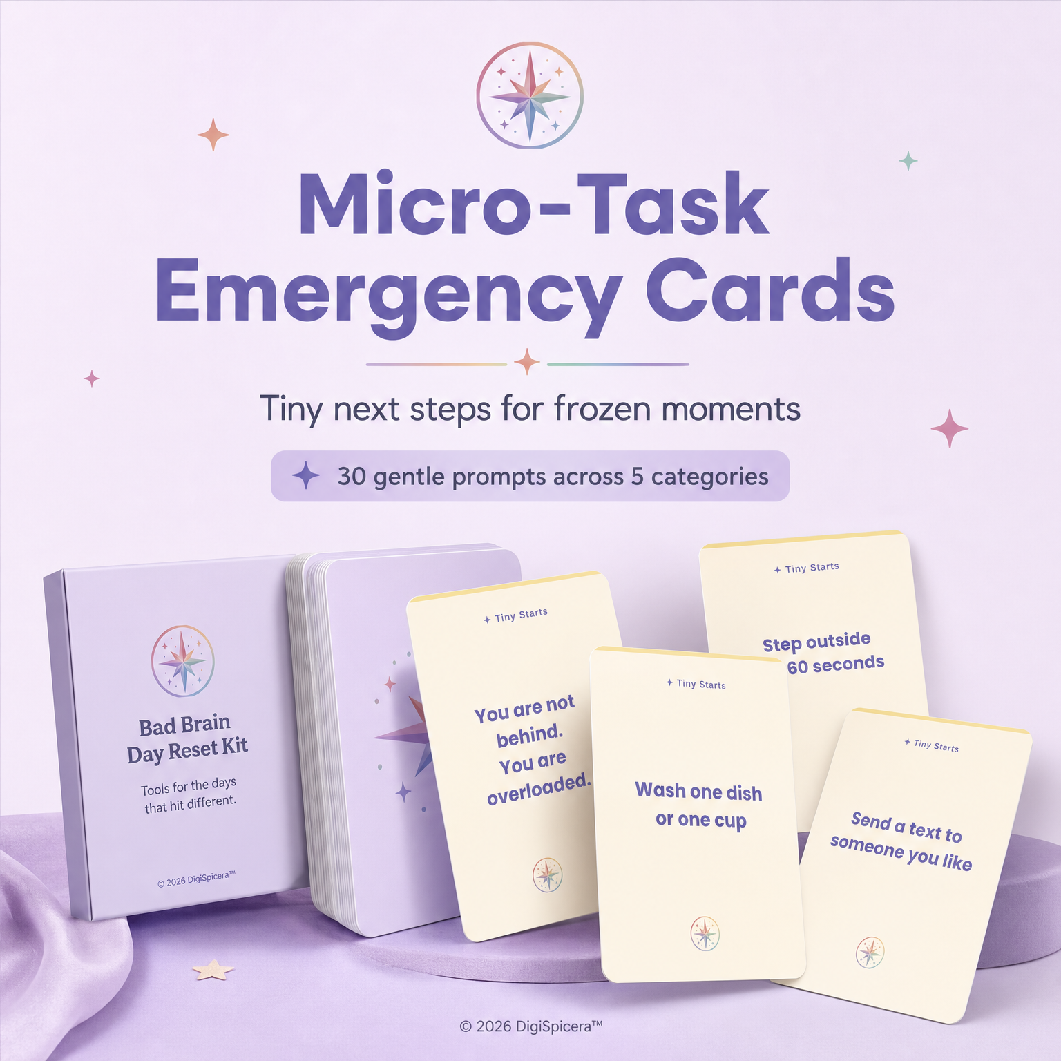Preview of the Micro-Task Emergency Cards from the Bad Brain Day Reset Kit