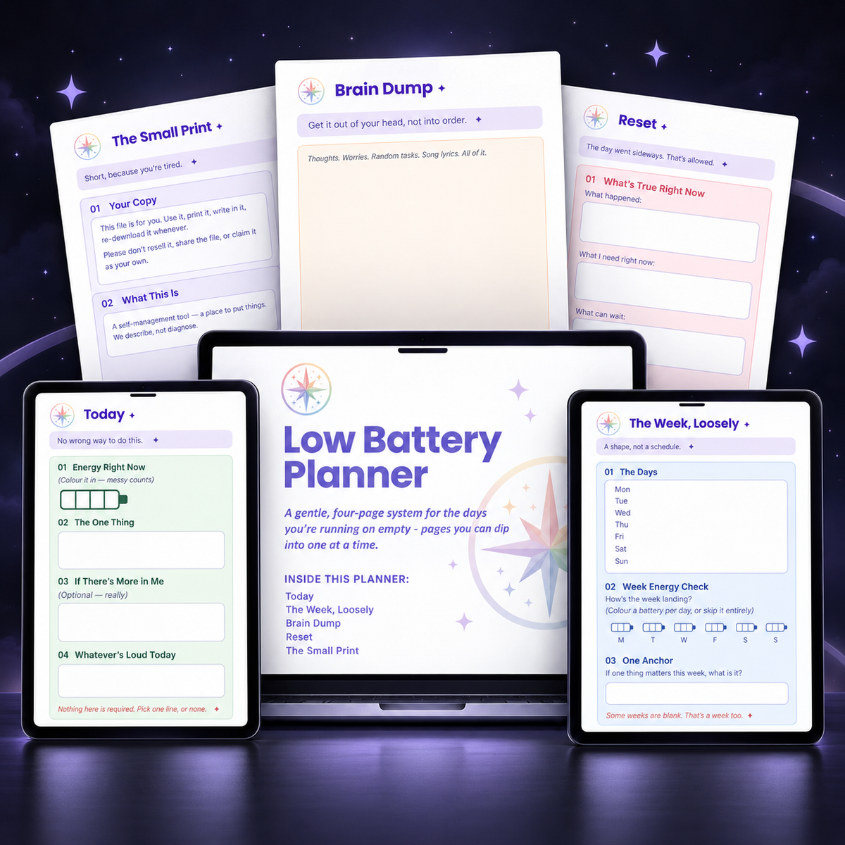 Low Battery Planner — for ADHD, Autistic & AuDHD Adults - Printable & Digital Planner
