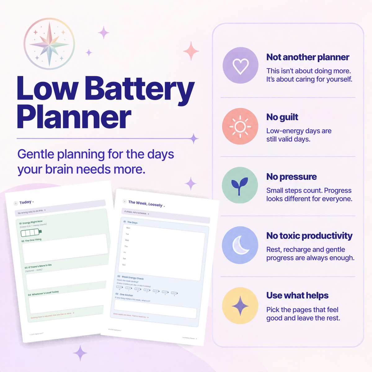 Low Battery Planner — for ADHD, Autistic & AuDHD Adults - Printable & Digital Planner