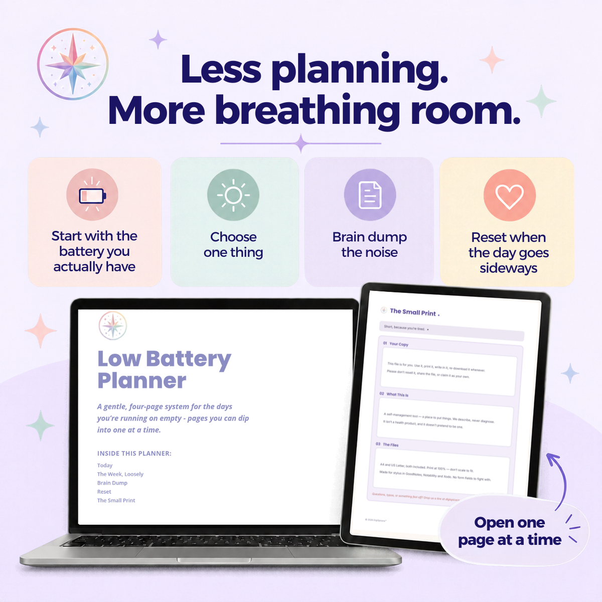 Low Battery Planner — for ADHD, Autistic & AuDHD Adults - Printable & Digital Planner
