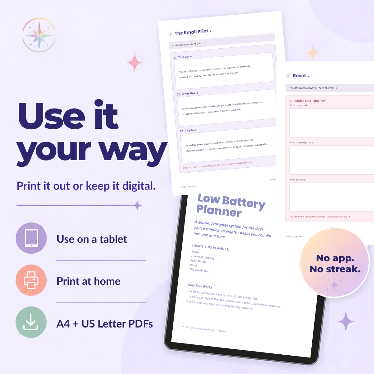 Low Battery Planner — for ADHD, Autistic & AuDHD Adults - Printable & Digital Planner