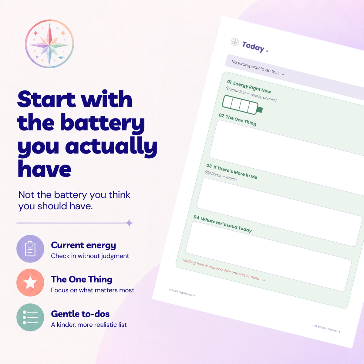 Low Battery Planner — for ADHD, Autistic & AuDHD Adults - Printable & Digital Planner