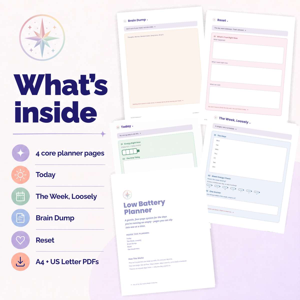 Low Battery Planner — for ADHD, Autistic & AuDHD Adults - Printable & Digital Planner