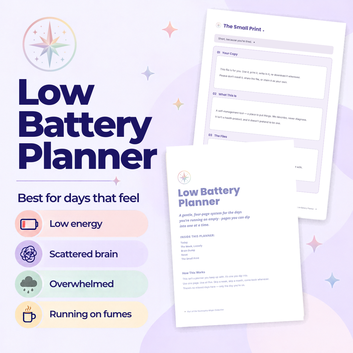 Low Battery Planner — for ADHD, Autistic & AuDHD Adults - Printable & Digital Planner
